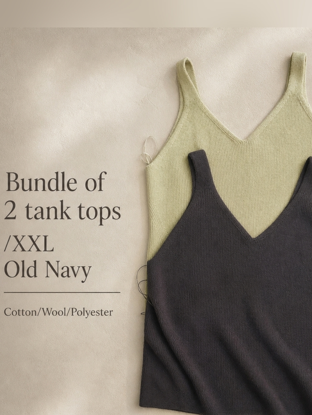 Bundle of 2 Ribbed V-Neck Sweater Tank Tops Old Navy XXL Cotton/wool/ Polyester
